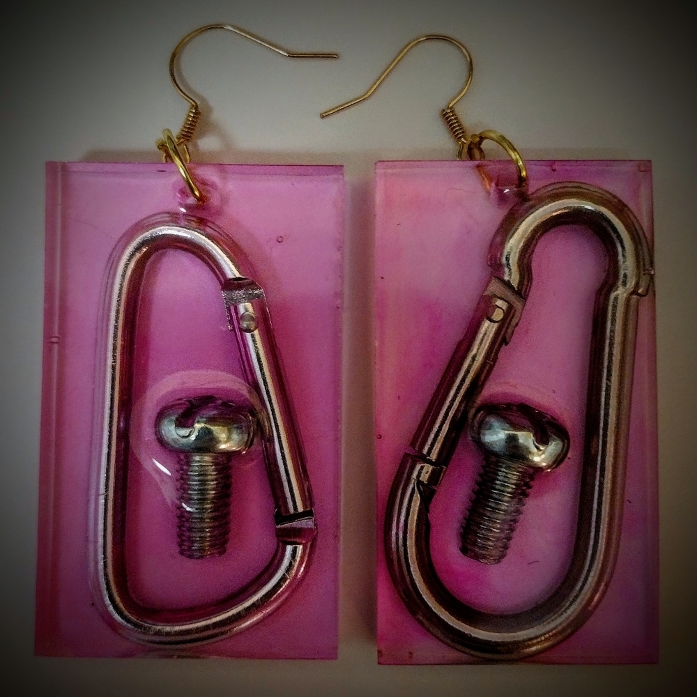 Industrial pink earrings